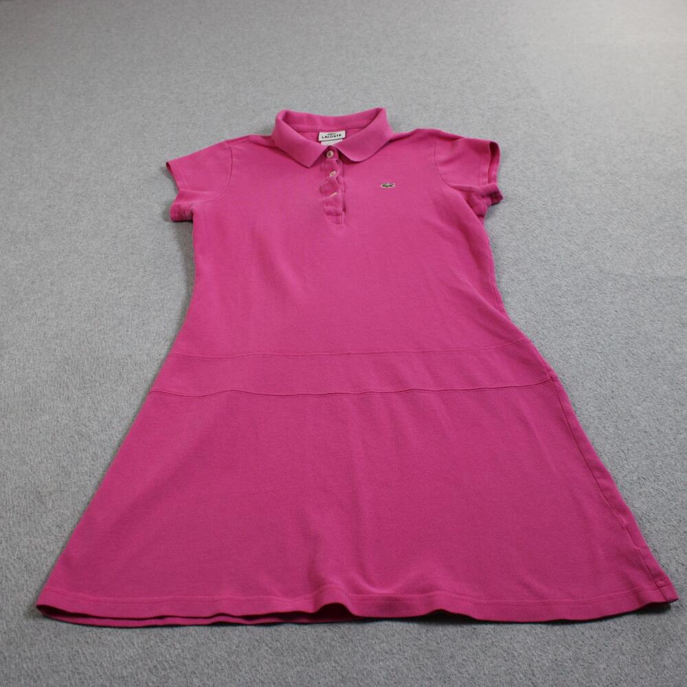 Lacoste Dress Women 40 Medium Pink Polo Shirt Pique Short Preppy Heritage 90 Y2K